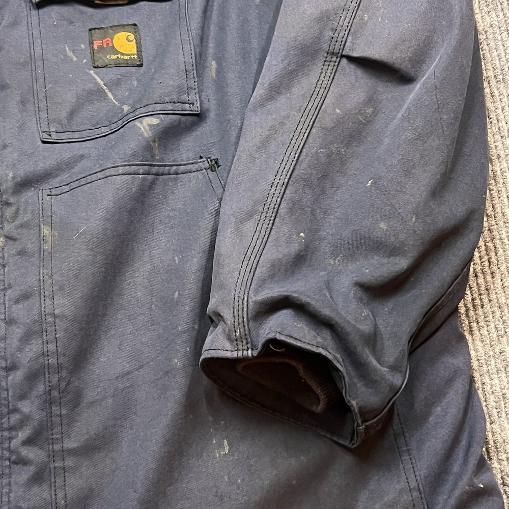 Carhartt FR Flame Resistant Men's 2XL Canvas Blue Work Coat Jacket Quilted Lined - Picture 10 of 16